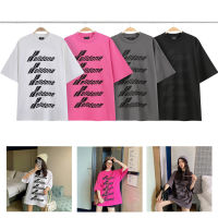 พร้อมส่ง welldone แขนสั้นพิมพ์ลายเขื่อนกั้นน้ำ T เสื้อยืดผู้หญิงทรงหลวม we11done track เสื้อยืดตัวใน ~ bnm