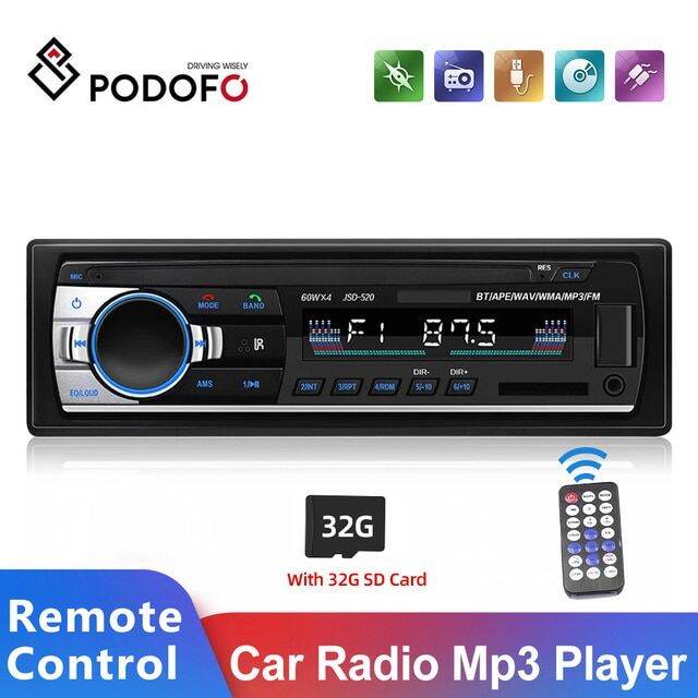 Podofo Car Radio Stereo Player Digital Bluetooth MP3 Player JSD-520 ...