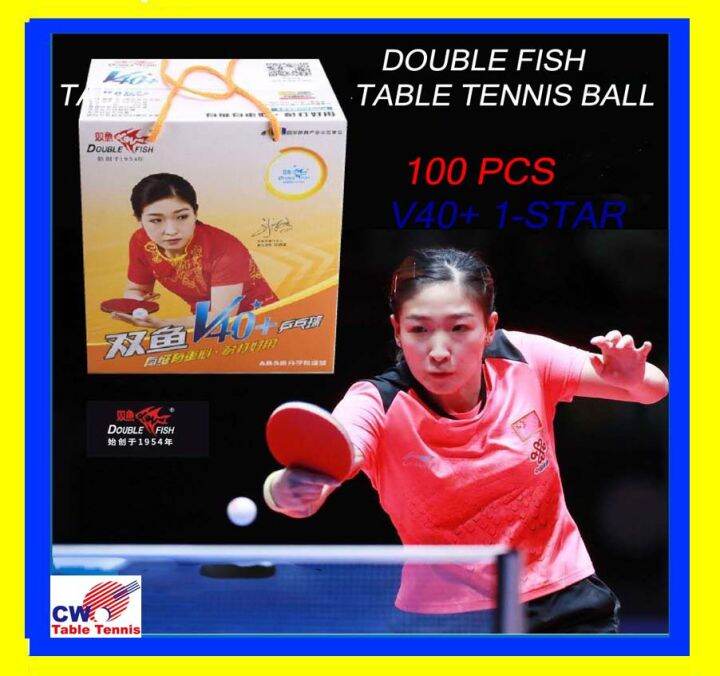 Double Fish Ball V40+ 40mm 1Star 100's White Table Tennis Ball Ping