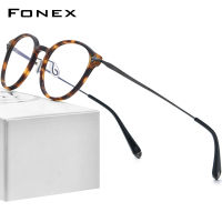 FONEX Acetate กรอบแว่นตาไททาเนียม2023วินเทจ Oversize แว่นตากันแดดทรงกลมผู้หญิงแว่นตา DTX131