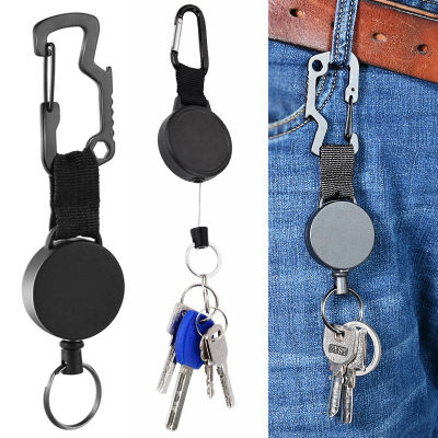 พวงกุญแจยืดหดได้ Heavy Duty ที่แขวนป้ายชื่อเหล็กและพวงกุญแจสำหรับคีย์ชื่อไอดีกระเป๋าเก็บบัตรเครื่องมืออเนกประสงค์หัวเข็มขัด