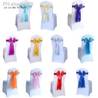 Satin Wedding Chair Sash Slider with Long Tail Ribbon for butterfly Bow Tie for rhinestone Buckle Band Banquet Party Dec