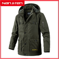 Nanjiren Men S Retro ยุทธวิธีฤดูใบไม้ร่วงแฟชั่น Solid Field Windbreaker 2022ฤดูหนาวผู้ชายฤดูหนาวเสื้อผ้าเบาะหนา Hooded Casual Jacke