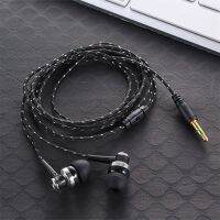 【CW】 1Pcs Wired Earphone Stereo In-Ear 3.5mm Nylon Weave Cable Music Earphone Headset With Mic For Laptop Smartphone Gifts