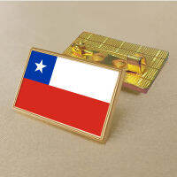 Chilean flag pin 2.5*1.5cm zinc alloy die-cast PVC colour coated gold rectangular medallion badge without added resin