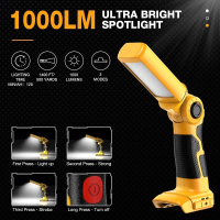 Portable LED Light Work Light Outdoor Lighting Flashlight For MakitaMilwaukeeDewaltRyobi Power Tool 18V Lithium Battery