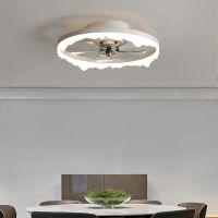 [COD] Bedroom led fan ceiling creative modern minimalist white invisible silent integrated master bedroom