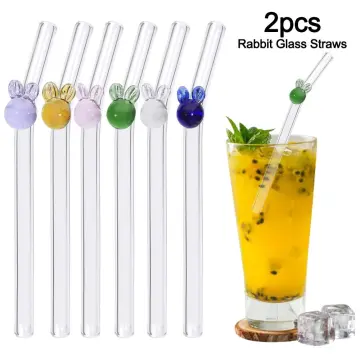 6PCS Reusable Glass Straws, Shatter Resistant Bend Glass Straws