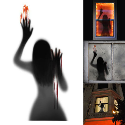 Halloween Ghost Window Decal Horrible Female Ghost Removable Glass Halloween Window Wall Stickers For Party Festive Atmosphere Decor
