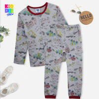 KiddeeCrew ชุดนอนเด็กสีเทาลายรถ  baby sleepwear gray car pattern  เหมาะสำหรับอายุ 1-14 ปี