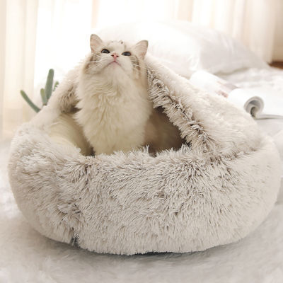 New Style Pet Cat Bed Dog Bed Round Plush Warm Cats House Soft Long Plush Best Pet Bed Dogs For Cats Nest 2 In 1 Cat Accessorie