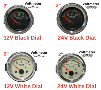 เกจ์วัดโวลท์ 12V 24V  หน้าปัด 52mm(2นิ้ว) Veethree