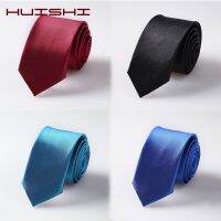 HUISHI Mens Accessories Slim Skinny Tie For Men Solid 5cm Satin Bow Tie Champagne Orange Red Purple Blue Ties Wedding Necktie