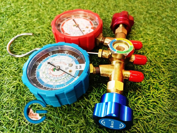 เกจคู่-hongsen-manifold-gauge-hs-536g-r32-แมนิโฟเกจคู่-analog-แบบเข็ม-r410a-r32-r22-r134a-r404a-มีปลอกยางกันกระแทก