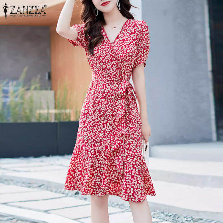 สินค้ามาใหม่-จัดส่งฟรี-fancystyle-zanzea-ชุดเดรสสไตล์เกาหลีของผู้หญิงผ้าคลุมพิมพ์ลายลายดอกไม้ชุดเดรสแขนพองลูกไม้อัพสำหรับวันหยุดสง่างาม-11