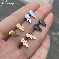 Bohemian Stainless Steel Earrings Black Simple Plant Leaf Stud Earring for Women Kids Fashion Feather Piercing Ear Jewelry