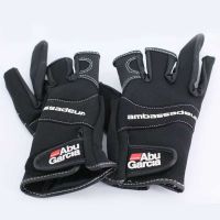 【LZ】✥▦●  ABU Garcia Gloves Fishing Gloves Three Fingers Cut Lure Anti-Slip Leather Gloves Outdoor Sports Cycling Fingerless Gloves 1pair