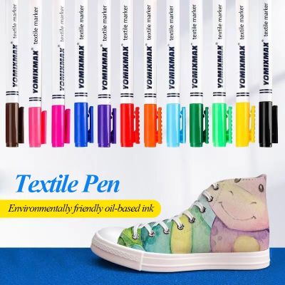 【CC】▨☋  Fabric Paint 12 Colors Markers for Canvas T-shirt Shoes Pens School Student Stationery