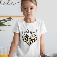 Wild Heart Blouses for Girls Fashion Trend Korean Kids Clothes Short Sleeve O-neck White T-shirt Summer Casual Childrens Shirt