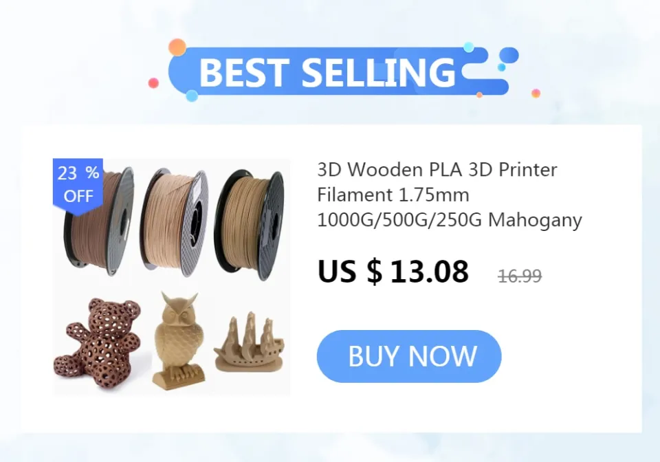 3D Wooden PLA 3D Printer Filament 1.75mm 1kG/500G/250G Mahogany