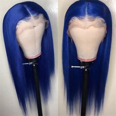Straight Lace Front Wig Dark Blue Human Hair Wigs Brazilian Remy Hair Navy Blue T Part Lace Wig Hair Wigs With Baby Hair For Wom