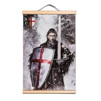 1ชิ้น Vintage Knights Templar โปสเตอร์ยุคกลาง Crusader Warrior Wall Chart ไม้ Scroll ภาพวาด Wall Art ตกแต่ง B2