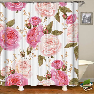Colorful Flower Shower Curtain In The Bathroom 3D Print Bath Screens Waterproof Floral Curtains modern fixture bathrooms