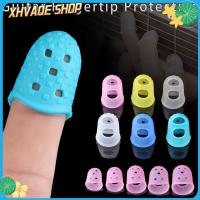 XHVAQE 4pcs/set 6สี Antipain ซิลิโคน ยามนิ้ว Fingerstall สำหรับอูคูเลเล่ ป้องกันปลายนิ้วกีตาร์ อุปกรณ์กดกีต้าร์