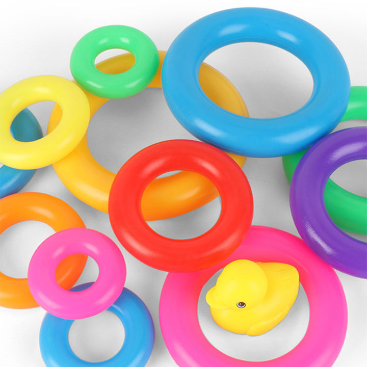 ต้นการศึกษาหอคอยสีรุ้งซ้อนวงกลมสนุกแหวนเป็ดเกมปริศนาพีระมิดเด็กเด็กวัยหัดเดินสีขาวของเล่นของขวัญ