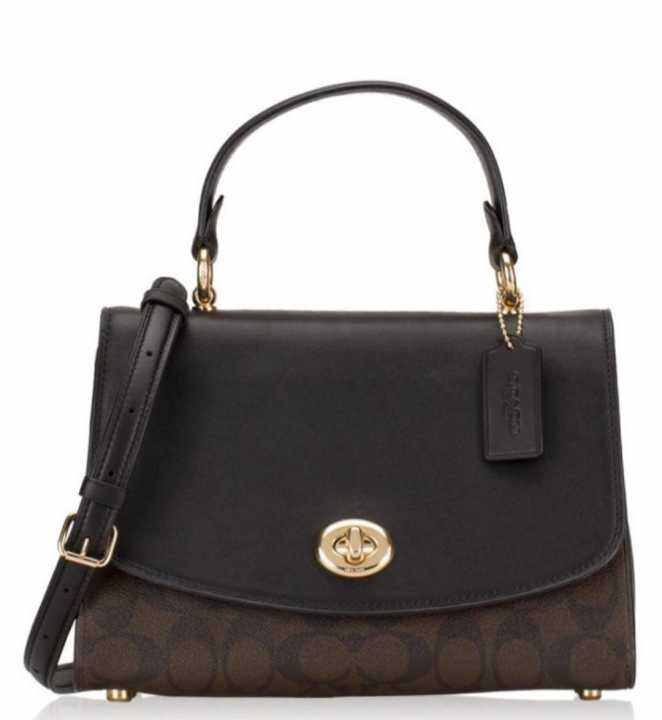 Coach Tilly Top Handle Satchel In Signature Canvas Brown Black