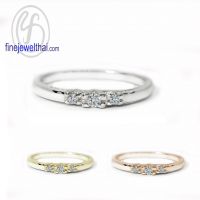 Finejewelthai-แหวน-แหวนเพชร-แหวนเงินแท้-Diamond-CZ-Silver-Ring-R1435cz (ราคาต่อวง เลือกสีตัวเรือนได้)