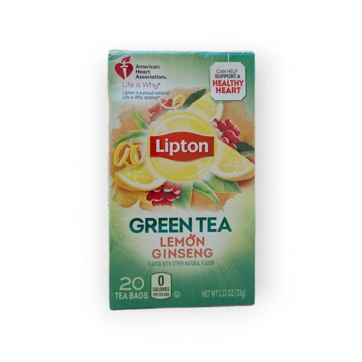 (U.S.A.) Lipton Green Tea. Lemon Ginseng. 20 Tea Bags. Lazada PH