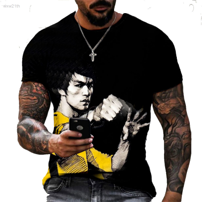 2023 Bruce Lee Star Print Short Sleeve Casual T-shirt Mens Kung Fu Extra Large Pullover Mens Fashion T-shirt Unisex