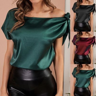 ۩◑✥ Korean Fashion Silk Blouse Pullover Color Top Streetwear for Office Shirts
