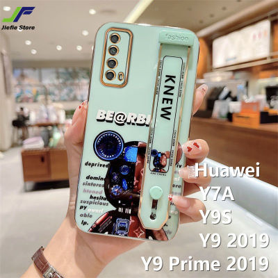 JieFie หมีการ์ตูนน่ารักกรณีสำหรับ Huawei Y9 2019 / Y7A / Y9S / Y9 Prime 2019สายรัดข้อมือแฟชั่นปลอก Chrome Luxury ใหม่หมีรุนแรง Soft TPU