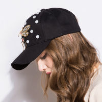 GZHILOVINGL ฤดูร้อนเย็น Rhinestone ผึ้งหมวกเบสบอล Snapback หมวกฮิปฮอปผู้หญิงสีดำหมวกไข่มุกล้างผ้าฝ้ายปรับกีฬา