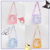 【CW】 New Crossbody Bag Transparent Cinnamoroll Kawaii Kuromi PVC Raincoat Sanrio Cartoon Print Shoulder Bag kids Toys Gifts for Girls