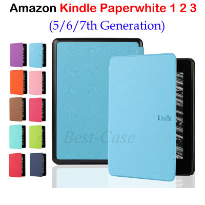 เคสป้องกันเนื้อผ้าลายขวางสำหรับกระดาษขาวของ Amazon Kindle 1 2 3 6.0นิ้วเคสอิเล็กท7th 6th 5th เคสแบบพับปิดได้ E-Reader เคส Kindle Paperwhite 1/ 2/ 3