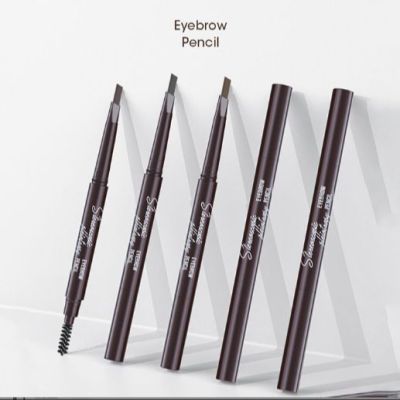 ดินสอเขียนคิ้ว กันน้ำ Double eyebrow pencil กันน้ำ ดินสอเขียนคิ้วแบบหมุน 2 in 1 มีแปรงปัดคิ้วในตัว มี 5 สีให้เลือก