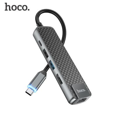 ฮับ USB C HOCO 4K 30Hz ชนิด C เป็น HDMI 2.0 USB RJ45 3.0 PD 60W อะแดปเตอร์สำหรับ Macbook Air Pro iPad Pro M1อุปกรณ์เสริมสำหรับ PC USB ฮับ Feona