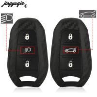 jingyuqin For Citroen C3 C5 C4 C4L DS4 DS5 Fit Peugeot 308 408 508 3008 5008 Opel Carbon Fiber Silicone Smart Car Key Case Cover Key Chains