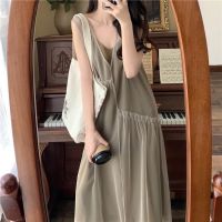 เสื้อผ้าแฟชั่นสำหรับสุภาพสตรี Han edition French net yarn v-neck condole belt dress suit female female summer two-piece tide comfortable leisure show thin skirt