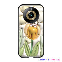 เคส Realme 11 Pro 5G Realme 11 Pro + 5G แบบนิ่มลายดอกไม้สามมิติสุดหรูเคสกันกระแทกเคสโทรศัพท์กระจกเทมเปอร์เรียบ