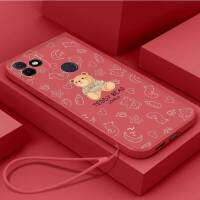 เคส Infinix เคสซิลิโคนเหลวเคสนิ่มใส่โทรศัพท์ P36กรอบเคสกันกระแทกมือถือเรียบลายการ์ตูนน่ารักหมีพร้อมสายคล้อง