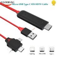 Cáp Chuyển Đổi Tương Thích HDMI 2 3 Trong 1 Cáp Micro USB Type C Lightning