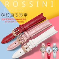 ☂☫ สายนาฬิกาหนังแท้สำหรับ Rossini 516764 616764 5758 G0 Series Pink Notch Watch Band