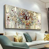 Golden Happiness Fortune Tree Luxury Art Canvas Painting Modern Wall Abstract Art Pictures Prints Poster for Living Room Decor