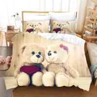 Caldwelllj Cartoon Bears Bedding Set Cute Comforter Duvet Covers And Pillowcases 220x240 Size Simple Bed Linen For Kids Lover