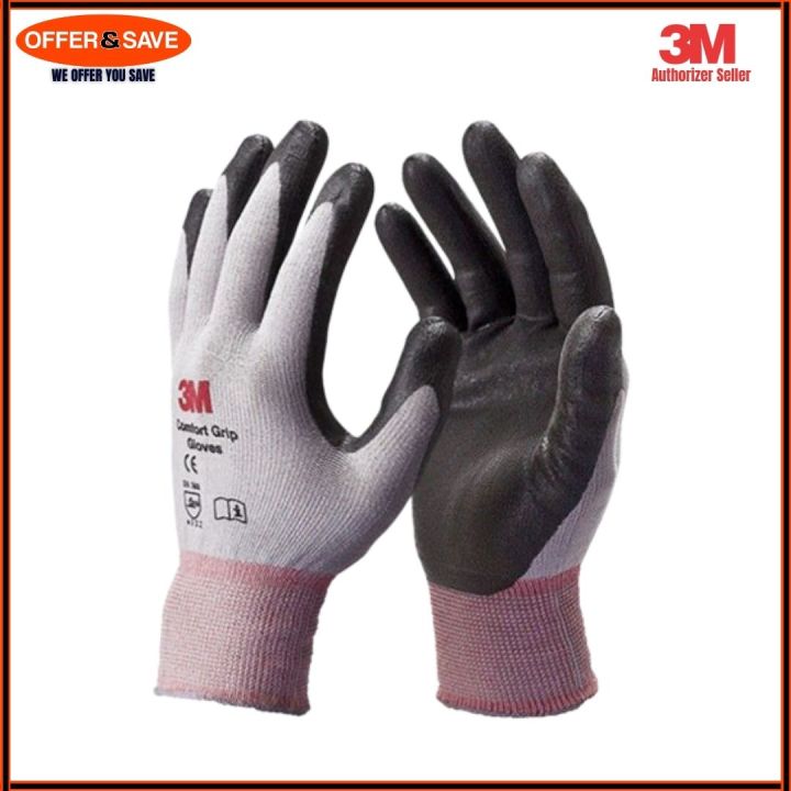 3M Work Gloves Comfort Grip wear-resistant Slip-resistant Gloves Anti-labor  Safety Gloves Nitrile Rubber Gloves size L/M