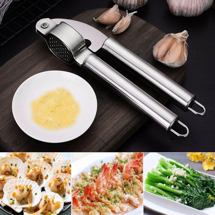 manual-garlic-press-stainless-steel-garlic-mincer-crusher-easy-to-clean-garlic-chopper-detachable-basket-kitchen-accessories